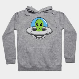 Cute, little alien flying his ship. Hoodie